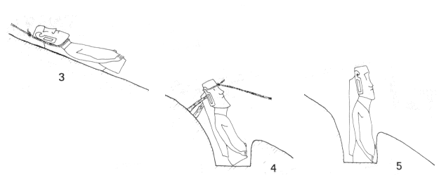 sliding statue down the volcano slope